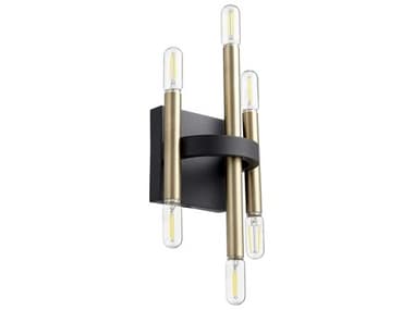 Quorum Luxe 11" Tall 6-Light Noir With Aged Brass Black Wall Sconce QM5066980