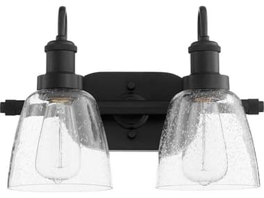 Quorum 2-Light Matte Black Glass Vanity Light QM508259