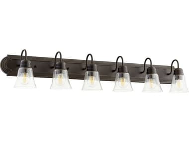 Quorum 48" Wide 6-Light Oiled Bronze With Clear Seeded Glass Vanity Light QM50946286