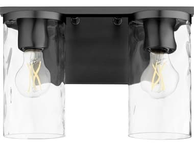 Quorum Steinway 12" Wide 2-Light Matte Black Glass Vanity Light QM5111259