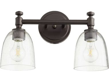 Quorum Rossington 16" Wide 2-Light Oiled Bronze With Clear Seeded Glass Vanity Light QM51222286