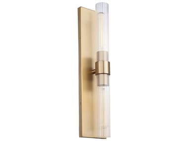 Quorum Sheridan 19" Tall 2-Light Aged Brass Glass Wall Sconce QM522280