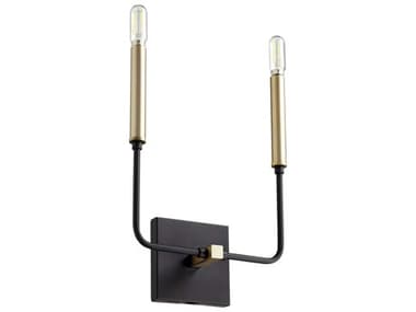Quorum Lacy 13" Tall 2-Light Noir With Aged Brass Black Wall Sconce QM53126980