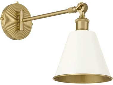 Quorum Bailey 1-Light Studio White Aged Brass Swing Wall Sconce QM532010880