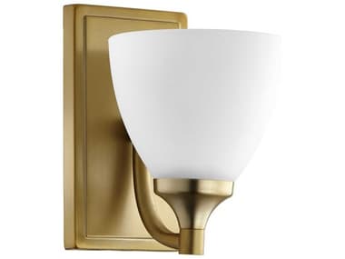 Quorum Enclave 5" Wide 1-Light Aged Brass Glass Vanity Light QM5459180