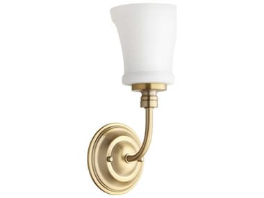 Quorum Rossington 12" Tall 1-Light Aged Brass Glass Wall Sconce QM5522180
