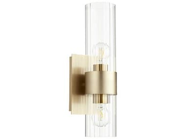 Quorum 16" Tall 2-Light Aged Brass Glass Wall Sconce QM5826280