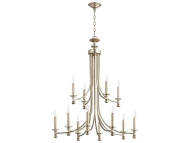 Quorum Rossington 12-Light Aged Silver Leaf Candelabra Tiered Chandelier QM60221260