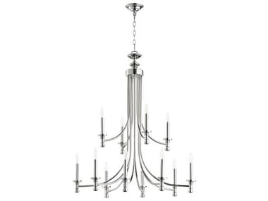 Quorum Rossington 12-Light Polished Nickel Candelabra Tiered Chandelier QM60221262