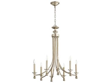 Quorum Rossington 8-Light Aged Silver Leaf Candelabra Chandelier QM6022860