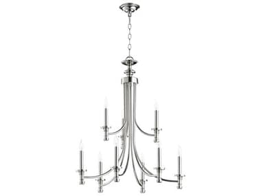 Quorum Rossington 9-Light Polished Nickel Candelabra Tiered Chandelier QM60229162