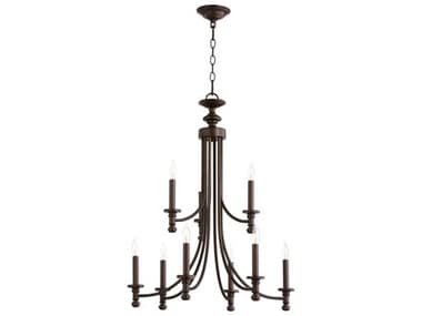 Quorum Rossington 9-Light Oiled Bronze Candelabra Tiered Chandelier QM60229186