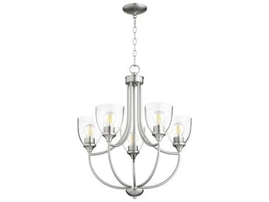Quorum Enclave 24" Wide 5-Light Satin Nickel With Clear Seeded Glass Bell Chandelier QM60595265