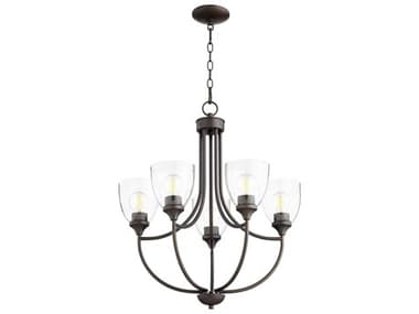 Quorum Enclave 24" Wide 5-Light Oiled Bronze With Clear Seeded Glass Bell Chandelier QM60595286