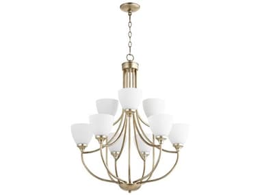 Quorum Enclave 9-Light Aged Silver Leaf Chandelier QM6059960