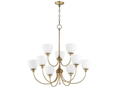 Quorum Celeste 9-Light Aged Brass Tiered Chandelier QM6109980