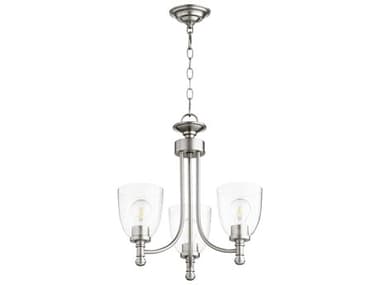 Quorum Rossington 18" Wide 3-Light Satin Nickel With Clear Seeded Glass Bell Chandelier QM61223265