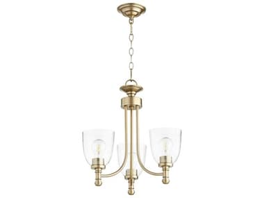 Quorum Rossington 18" Wide 3-Light Aged Brass With Clear Seeded Glass Bell Chandelier QM61223280