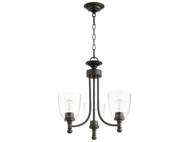 Quorum Rossington 18" Wide 3-Light Oiled Bronze With Clear Seeded Glass Bell Chandelier QM61223286
