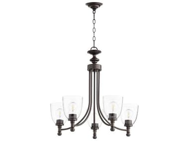 Quorum Rossington 25" Wide 5-Light Oiled Bronze With Clear Seeded Glass Bell Chandelier QM61225286