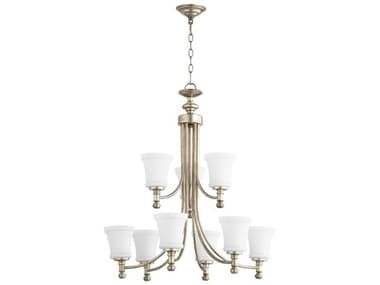 Quorum Rossington 9-Light Aged Silver Leaf Chandelier QM61229160