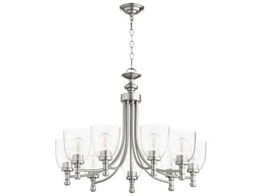 Quorum Rossington 31" Wide 9-Light Satin Nickel With Clear Seeded Glass Bell Chandelier QM61229265