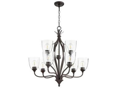 Quorum Jardin 30" Wide 9-Light Oiled Bronze With Clear Seeded Glass Bell Chandelier QM61279286