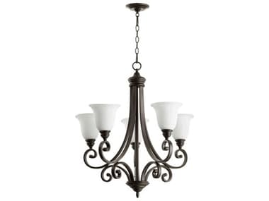 Quorum Bryant 28" Wide 5-Light Oiled Bronze With Satin Opal Glass Bell Chandelier QM61545186