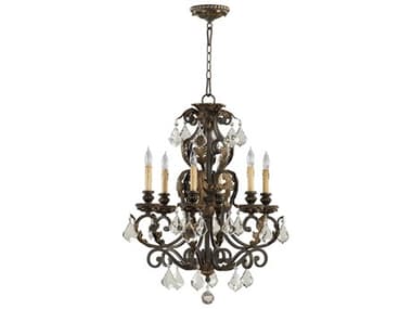 Quorum Rio Salado 23" Wide 6-Light Toasted Sienna With Mystic Silver Brown Crystal Candelabra Chandelier QM6157644