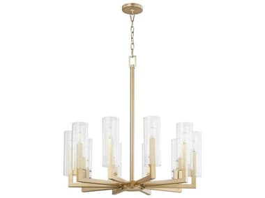 Quorum Harbin 10-Light Aged Brass Candelabra Cylinder Chandelier QM62771080