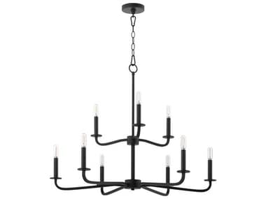 Quorum Rutherford 9-Light Matte Black Candelabra Tiered Chandelier QM6307959