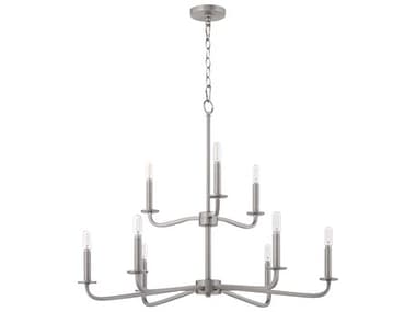 Quorum Rutherford 9-Light Satin Nickel Candelabra Tiered Chandelier QM6307965