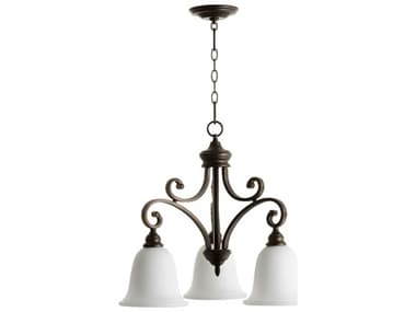 Quorum Bryant 25" Wide 3-Light Oiled Bronze With Satin Opal Glass Bell Chandelier QM63543186