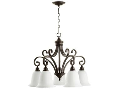 Quorum Bryant 30" Wide 5-Light Oiled Bronze With Satin Opal Glass Bell Chandelier QM63545186