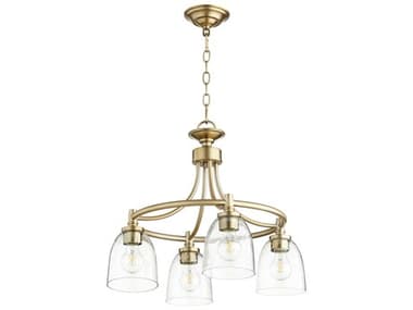 Quorum Rossington 21" Wide 4-Light Aged Brass With Clear Seeded Glass Bell Chandelier QM64224280