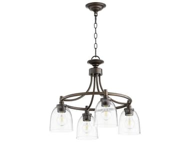 Quorum Rossington Oiled Bronze With Clear / Seeded 4-light 21'' Wide Mini Chandelier QM64224286