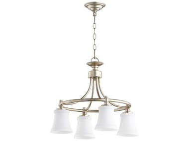 Quorum Rossington 4-Light Aged Silver Leaf Bell Chandelier QM6422460