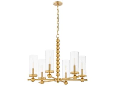 Quorum Lee Boulevard 6-Light Aged Brass Cylinder Chandelier QM660680