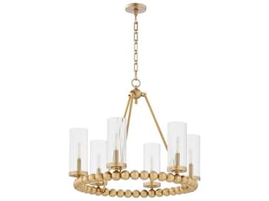 Quorum Lee Boulevard 6-Light Aged Brass Cylinder Chandelier QM661680