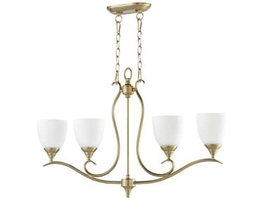 Quorum Flora 4-Light Aged Brass Traditional Island Pendant QM664480