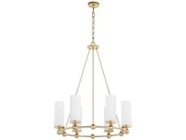 Quorum Lee Boulevard 6-Light Aged Brass Cylinder Chandelier QM667680