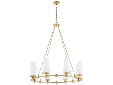 Quorum Lee Boulevard 8-Light Aged Brass Cylinder Chandelier QM667880