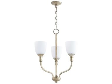 Quorum Richmond 3-Light Aged Silver Leaf Bell Chandelier QM6811360