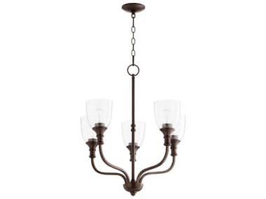 Quorum Richmond 24" Wide 5-Light Oiled Bronze With Clear Seeded Glass Bell Chandelier QM68115186