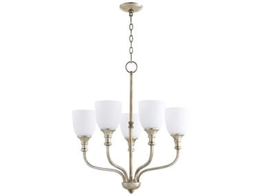 Quorum Richmond 5-Light Aged Silver Leaf Bell Chandelier QM6811560