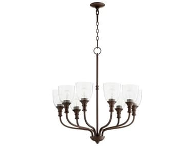 Quorum Richmond 31" Wide 8-Light Oiled Bronze With Clear Seeded Glass Bell Chandelier QM68118186
