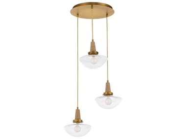 Quorum Stockport 3-Light Brushed Brass Bowl Tiered Pendant QM692347