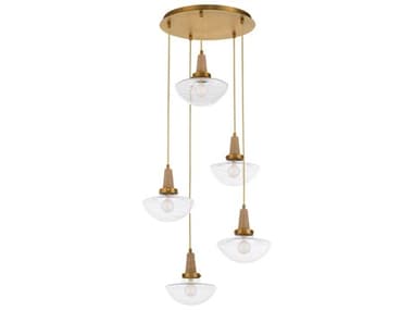 Quorum Stockport 5-Light Brushed Brass Bowl Tiered Pendant QM692547