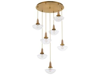 Quorum Stockport 7-Light Brushed Brass Bowl Tiered Pendant QM692747