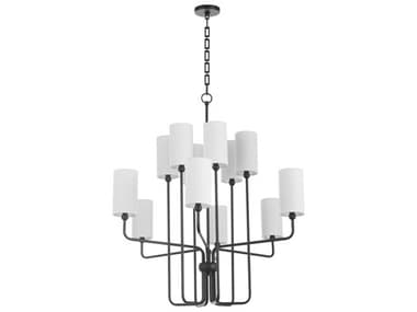 Quorum Charlotte 12-Light Matte Black Cylinder Chandelier QM6981259